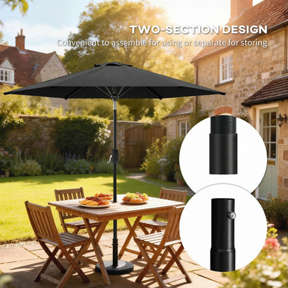 Patio Sun Umbrella, Outdoor Parasol, 6 Ribs, Black Sun Umbrellas at Gallery Canada