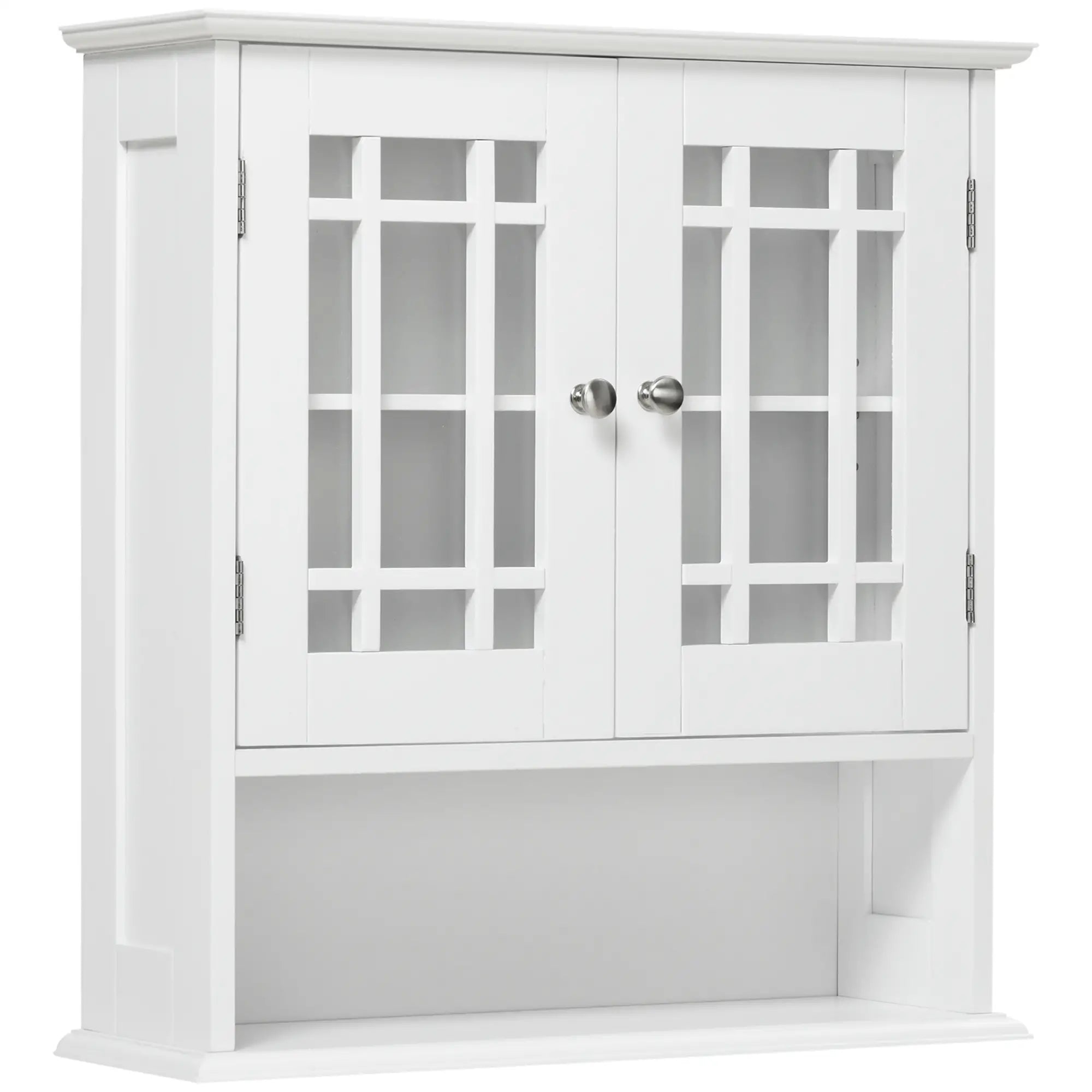 Modern Wall Mount Bathroom Cabinet, Storage Organizer with 2 Door Cabinet and Open Shelf, White Wall Mounted Cabinets White at Gallery Canada