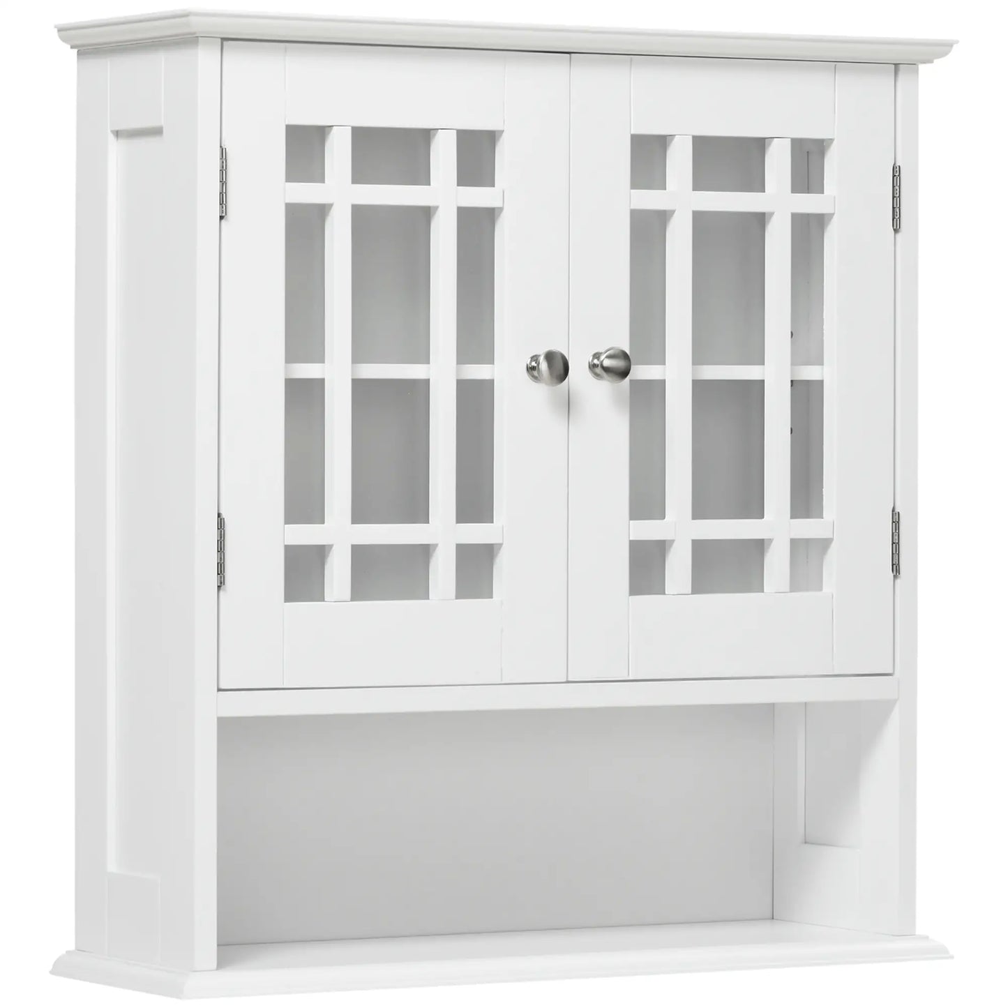 Modern Wall Mount Bathroom Cabinet, Storage Organizer with 2 Door Cabinet and Open Shelf, White Wall Mounted Cabinets White at Gallery Canada