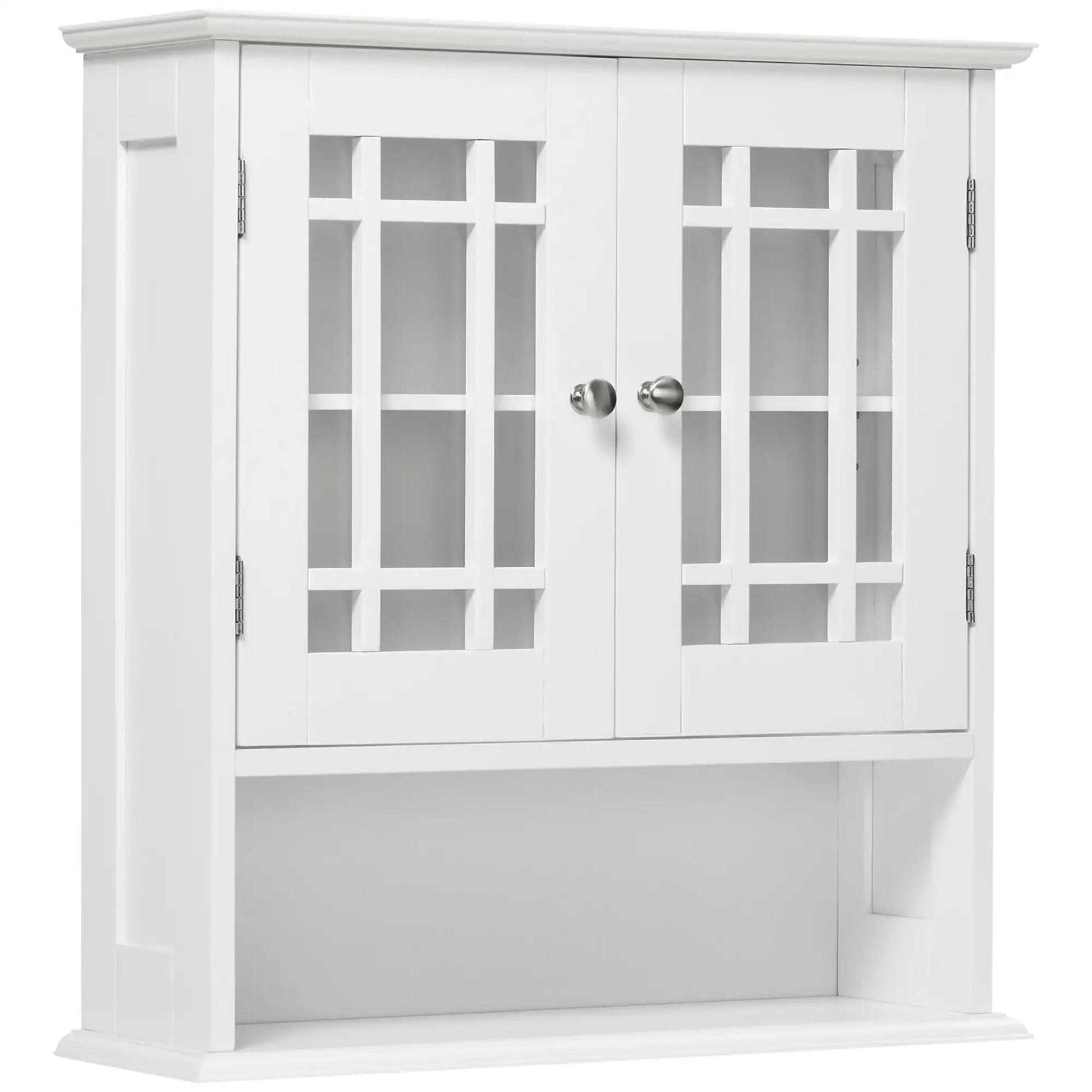 Modern Wall Mount Bathroom Cabinet, Storage Organizer with 2 Door Cabinet and Open Shelf, White Wall Mounted Cabinets White at Gallery Canada