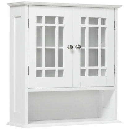 Modern Wall Mount Bathroom Cabinet, Storage Organizer with 2 Door Cabinet and Open Shelf, White Wall Mounted Cabinets White at Gallery Canada