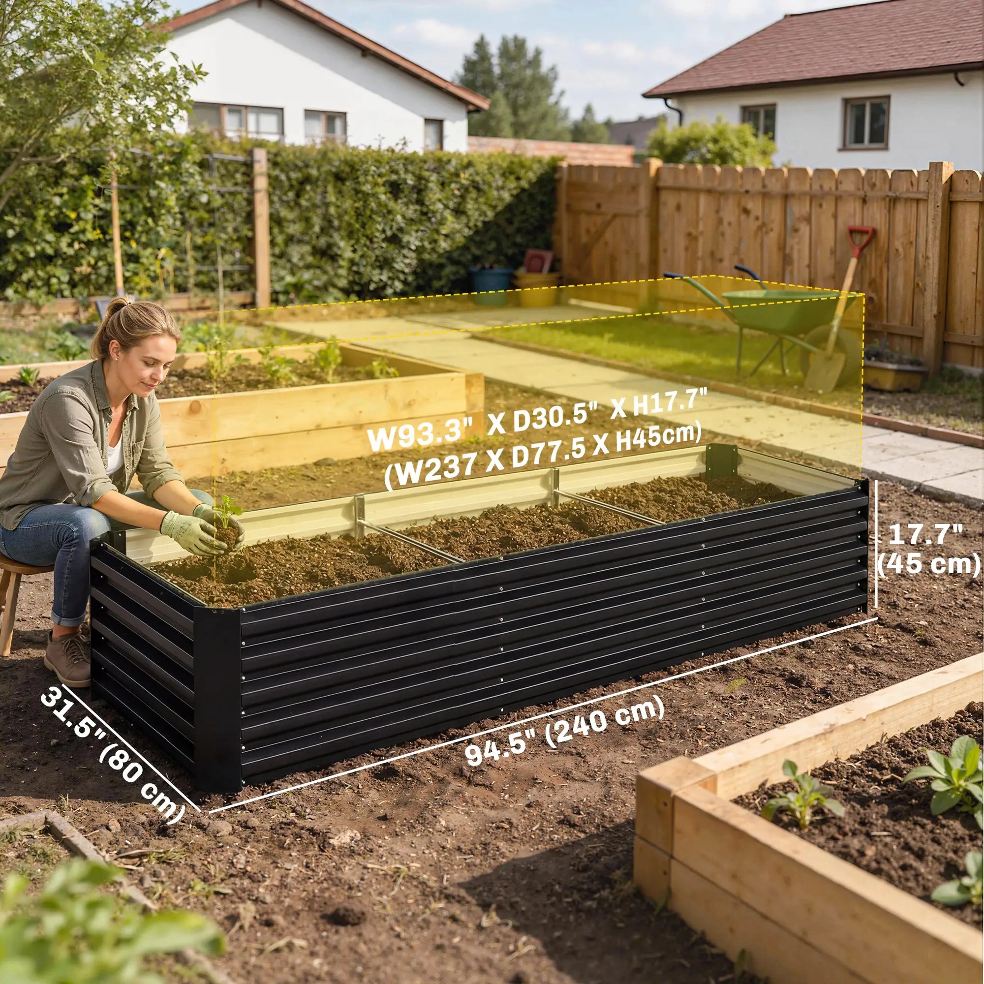 8 x 2.6 x 1.5ft Galvanized Raised Garden Bed, Black Outdoor Planter Box, Black Galvanized Planter Boxes at Gallery Canada