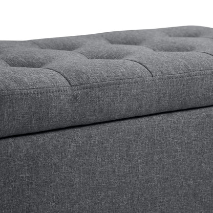 Storage Ottoman Bench, Linen Upholstered, Tufted Design Storage Ottomans & Benches at Gallery Canada