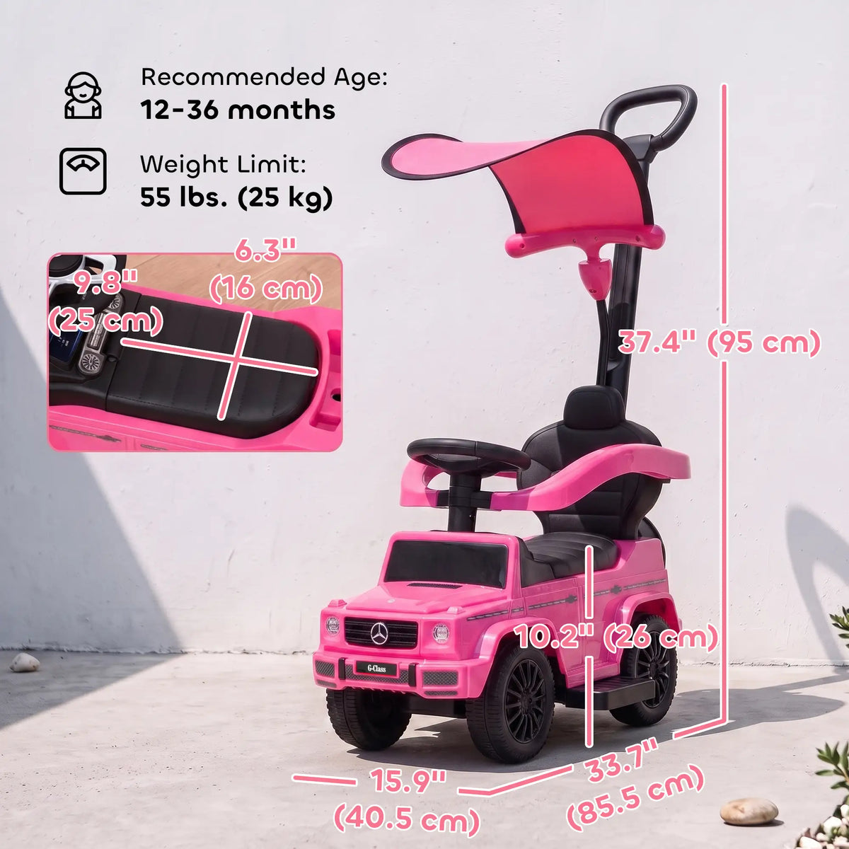 Mercedes-Benz G350 Licensed Push Car, Pink Push Cars for Toddlers at Gallery Canada