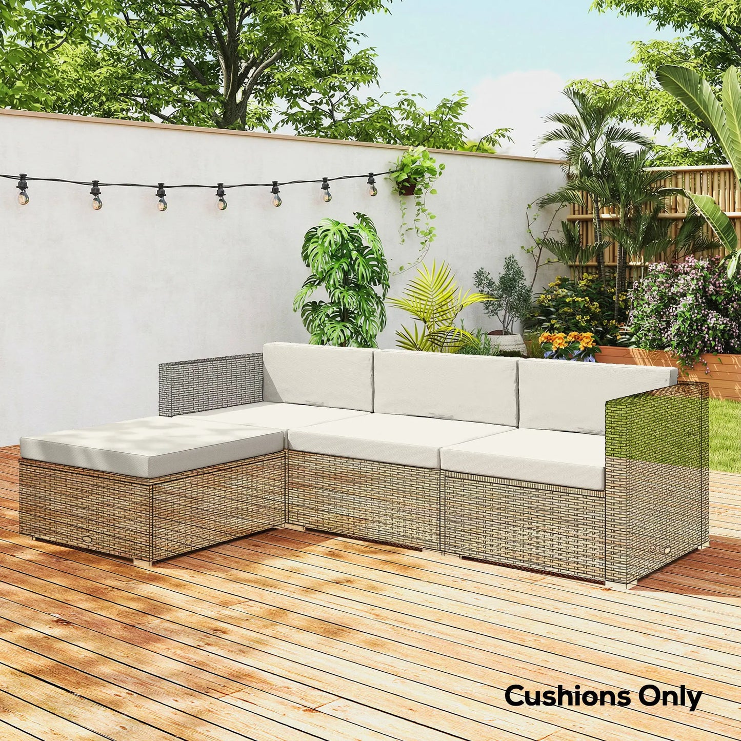Water-Repellent Patio Loveseat Cushion, 23.6" x23.6", Cream Patio Chair Cushions at Gallery Canada