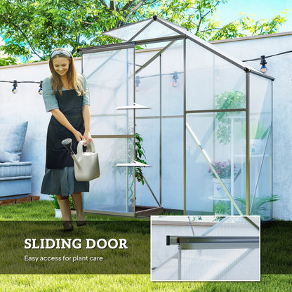 6' X 2.5' Polycarbonate Greenhouse With Sliding Door & Roof Vent, No color found Walk In Greenhouses at Gallery Canada