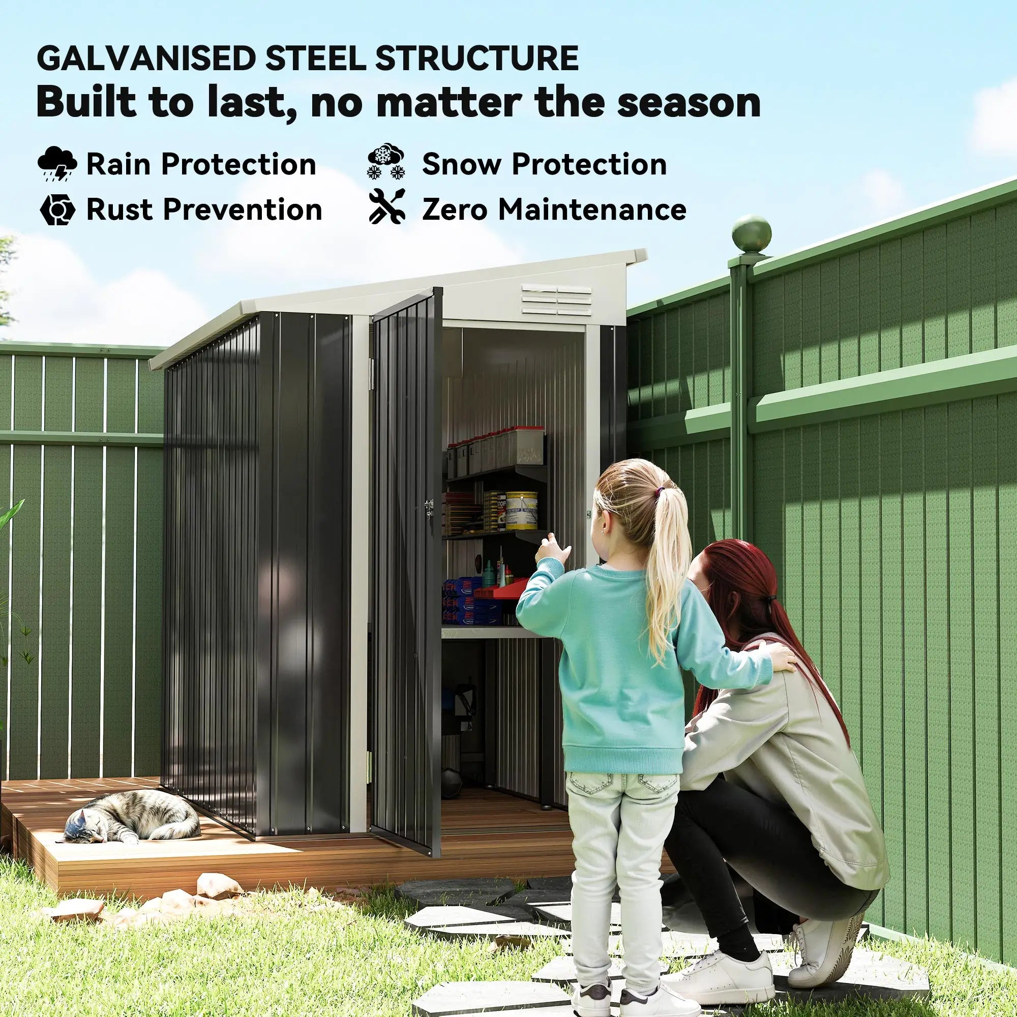 4' x 6' Outdoor Metal Storage Shed, Lockable Door, Dark Grey Sheds at Gallery Canada