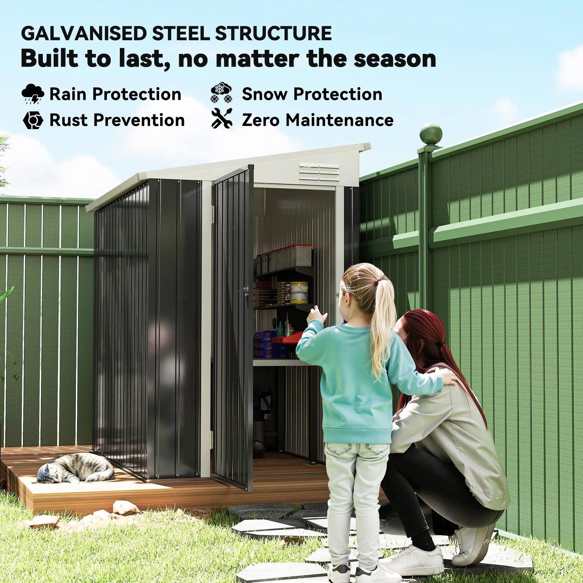 4' x 6' Outdoor Metal Storage Shed, Lockable Door, Dark Grey Sheds at Gallery Canada
