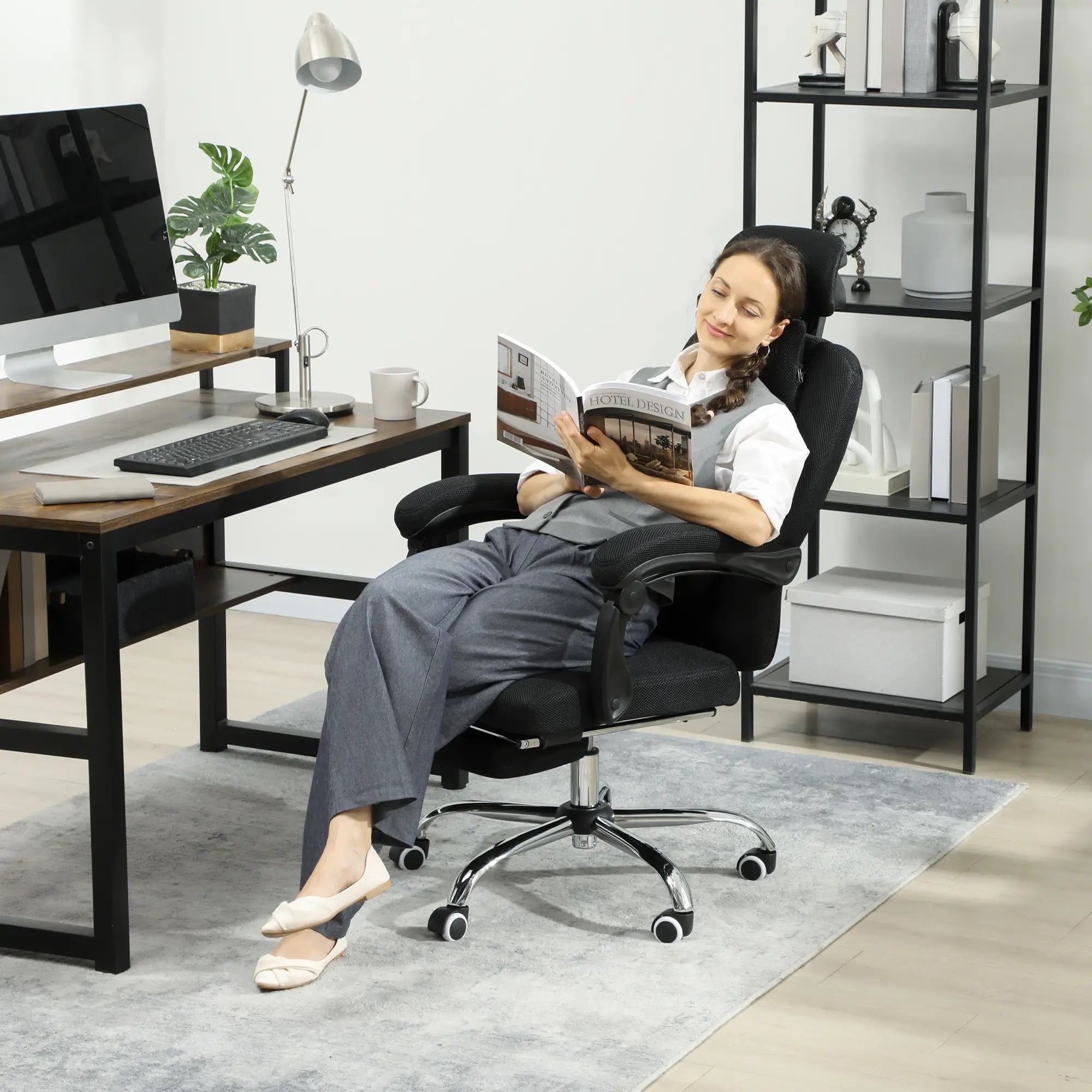 Ergonomic Executive High Back Office Chair, Footrest, Lumbar Support, Black Executive & Manager Chairs at Gallery Canada
