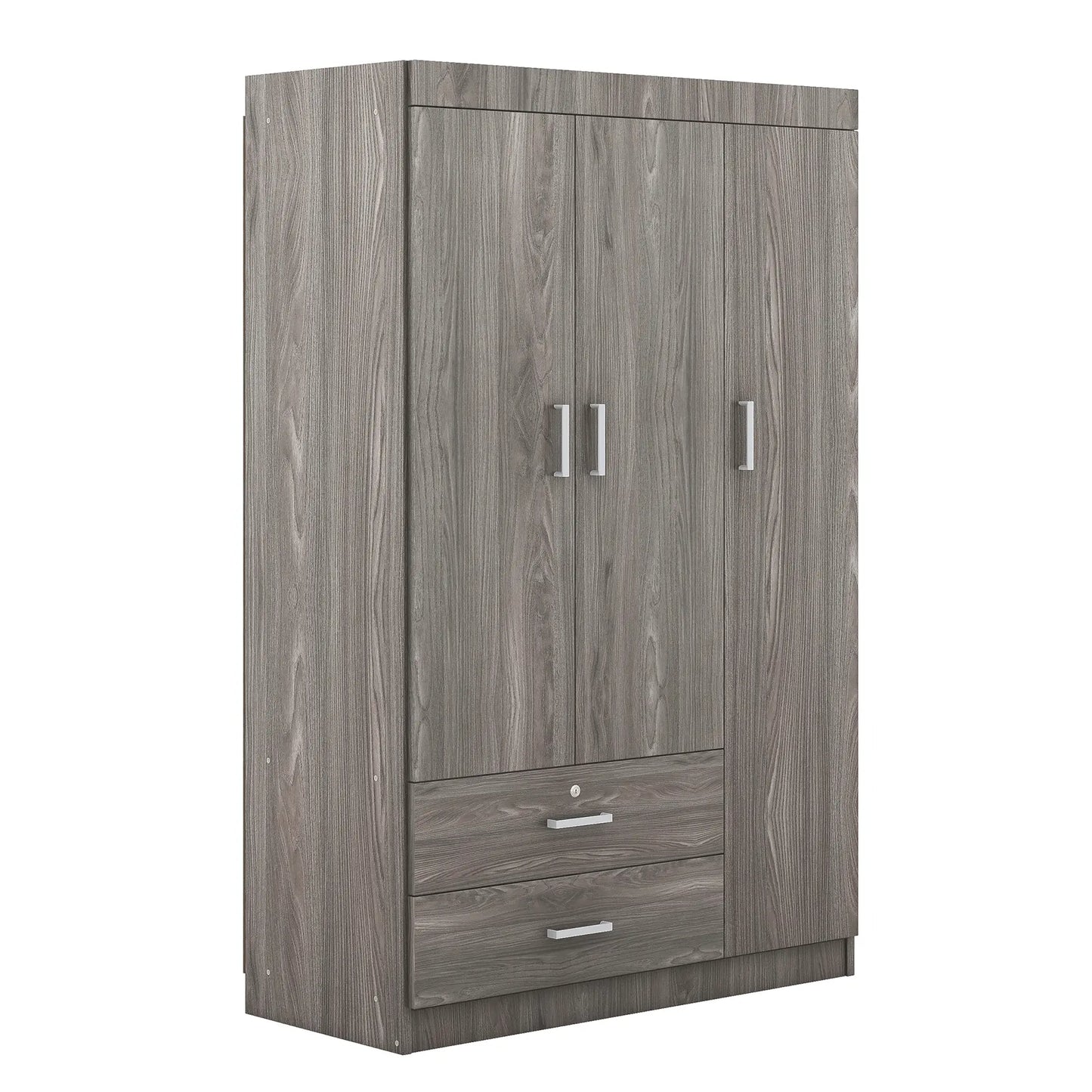 Modern Wardrobe, 2 Drawers, MDF, Hanging Rail, 41.5" L x 18.5" W x 68" H, Grey Clothing Storage at Gallery Canada
