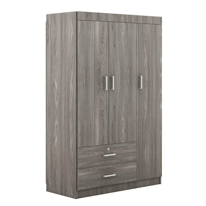 Modern Wardrobe, 2 Drawers, MDF, Hanging Rail, 41.5" L x 18.5" W x 68" H, Grey Clothing Storage at Gallery Canada