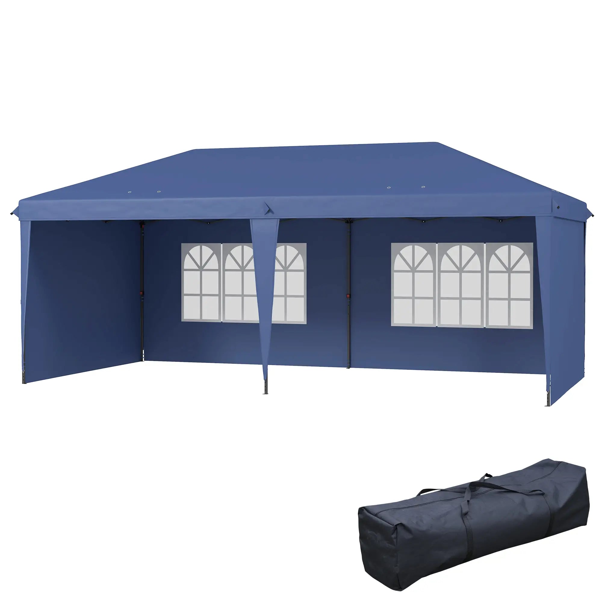 10' x 20' Outdoor Pop Up Canopy Tent, Instant Shelter With Carrying Bag, Blue Pop Up Canopies Blue at Gallery Canada