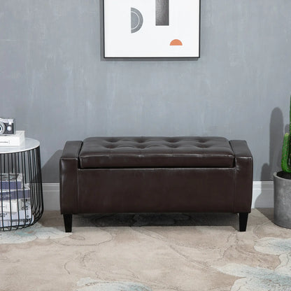 Storage Ottoman Bench, PU Leather, Tufted Design, Brown Storage Ottomans & Benches at Gallery Canada