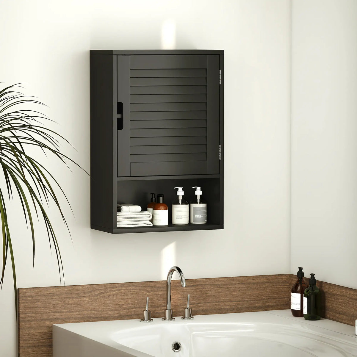Wall Mounted Bathroom Cabinet, Adjustable Shelves, 40 x 20 x 60 cm, Black Wall Mounted Cabinets at Gallery Canada
