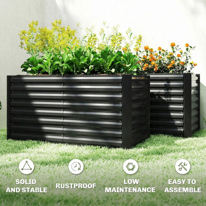 Galvanized Metal Planters, 4' x 2' x 2' Raised Garden Bed, Black Galvanized Planter Boxes at Gallery Canada