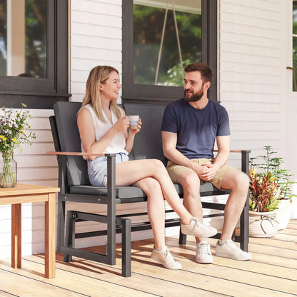 Outdoor Glider Bench For 2 Person, Thick Cushions, Dark Grey Outdoor Gliders at Gallery Canada