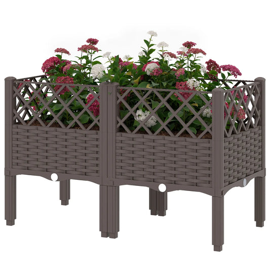 Raised Garden Bed With Legs, Self Watering Planter Box, 31.5" x 15.7" x 20.3" Elevated Garden Beds Brown at Gallery Canada