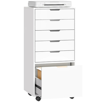 Mobile Printer Stand With 5 Drawers, White