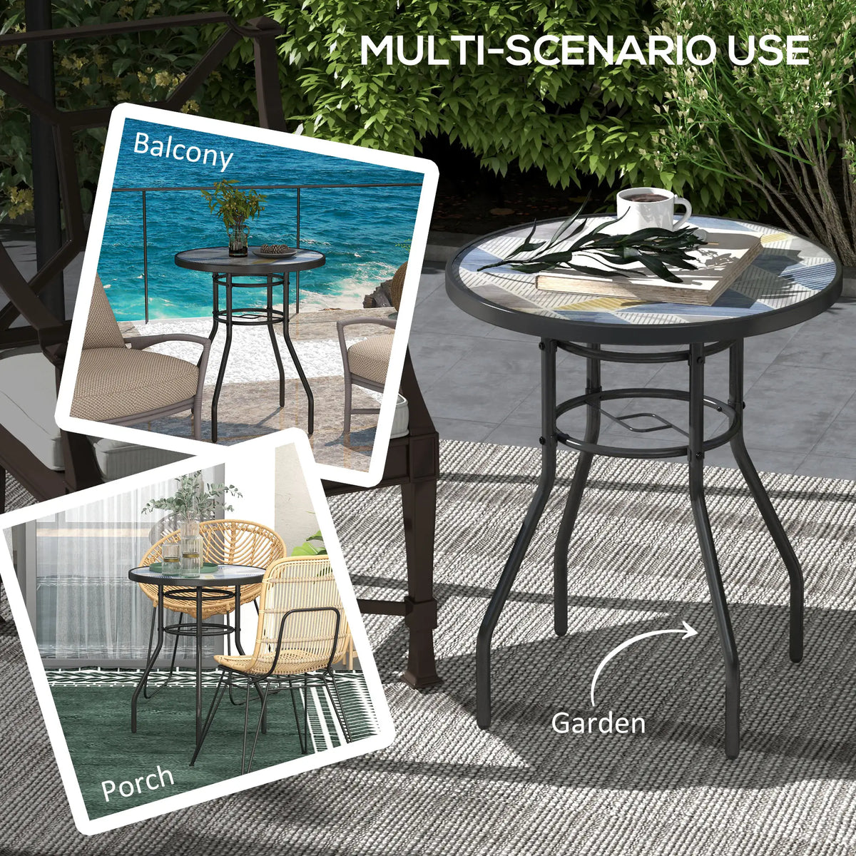 23.6" Round Patio Table, Outdoor Side Table, Multicolour Patio Side Tables at Gallery Canada
