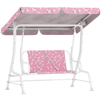 Kids Porch Swing, 2-Seater Bench With Safety Belts, Adjustable Canopy, Pink Gym Sets & Swings at Gallery Canada