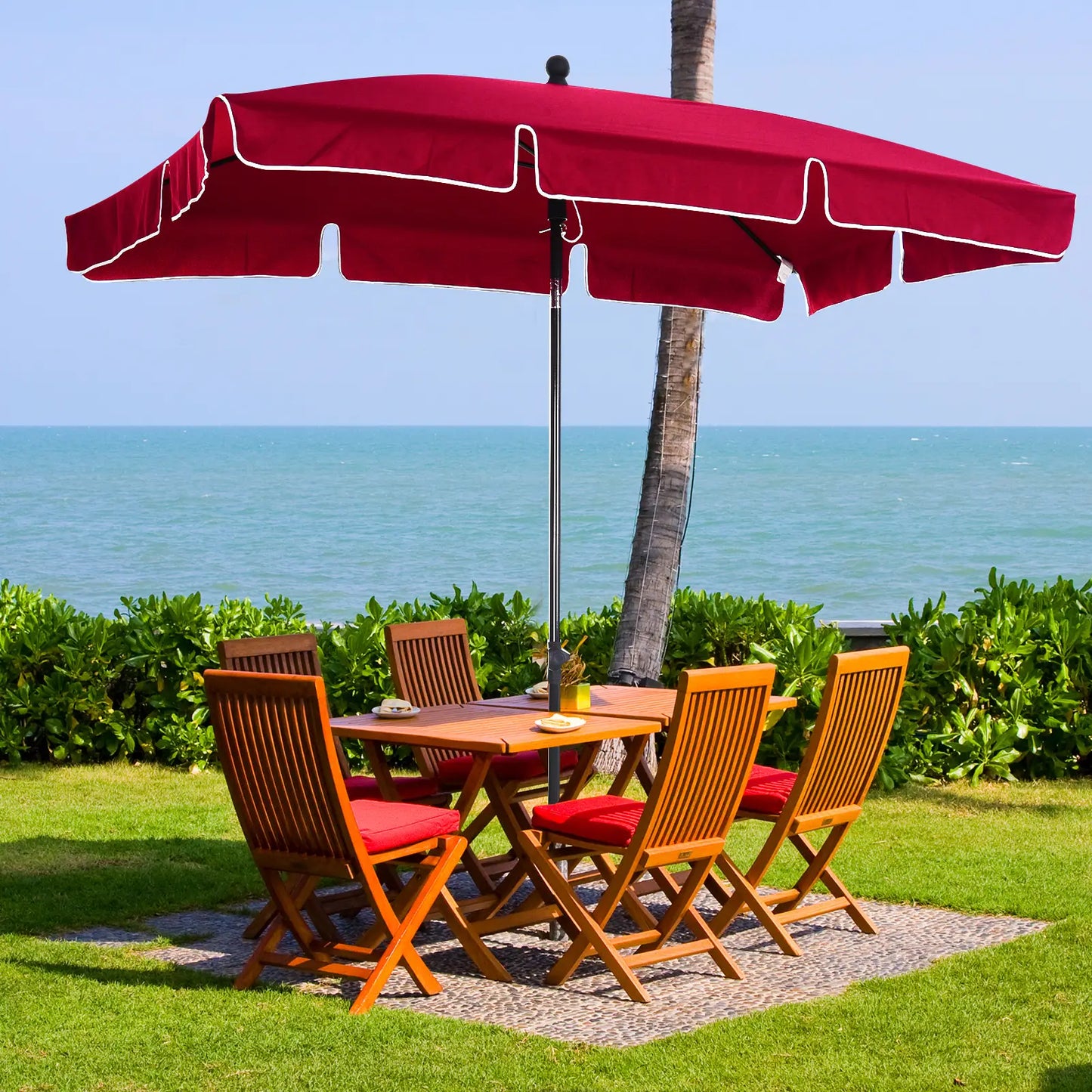 6.5x4ft Rectangle Tilt Adjustable Patio Umbrella, Red Sun Umbrellas at Gallery Canada