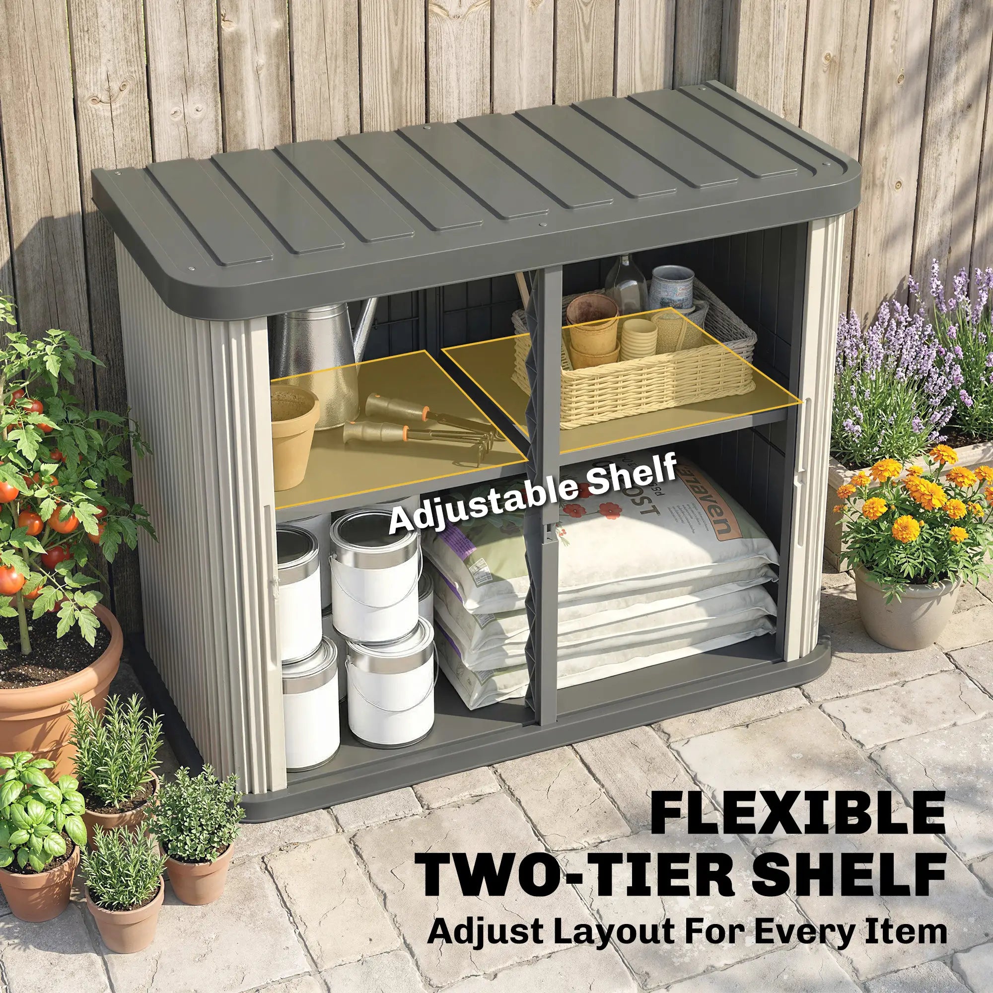 127 Gallon Outdoor Storage Box, UV Resistant, Light Brown Patio Storage Boxes at Gallery Canada