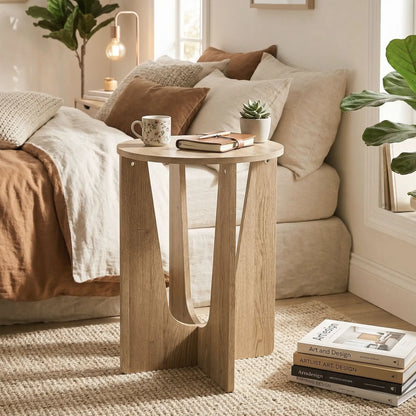 Round Side Table, Compact End Table, Curved Legs