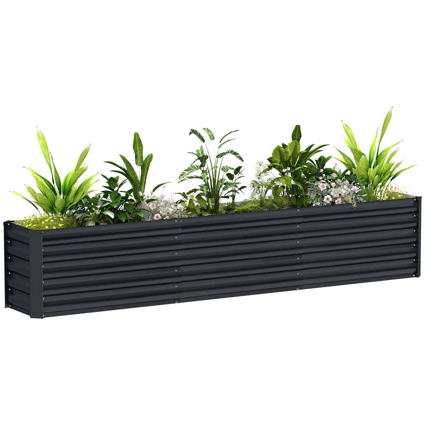 8 x 1.3 x 1.5ft Galvanized Raised Garden Bed, Outdoor Planter Box, Dark Grey Raised Garden Beds at Gallery Canada