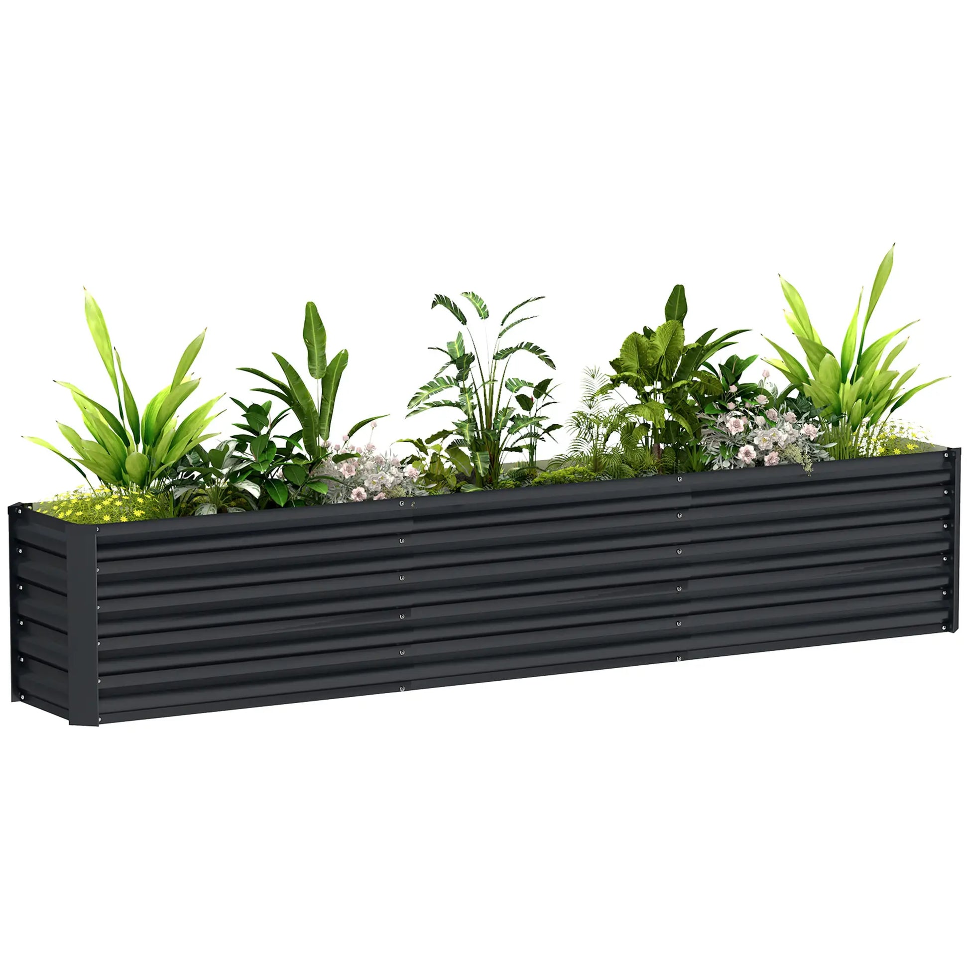 8 x 1.3 x 1.5ft Galvanized Raised Garden Bed, Outdoor Planter Box, Dark Grey Raised Garden Beds at Gallery Canada