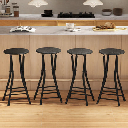 Set of 4 Foldable Barstools, Counter Height with Footrest, Steel Legs, Black Bar Stools at Gallery Canada