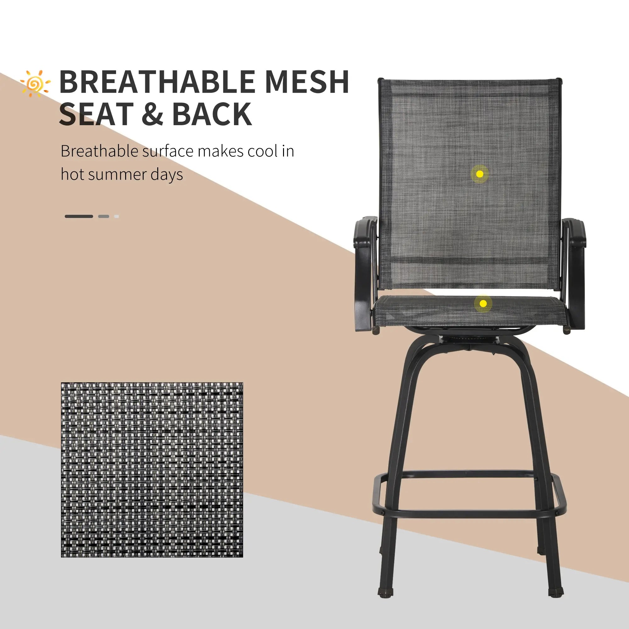 3 Piece Outdoor Patio Bar Set, 2 Swivel Stools, 1 Table, Grey Bistro Sets at Gallery Canada