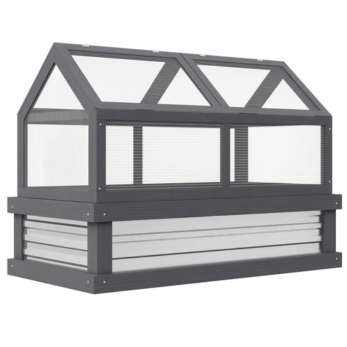 Raised Garden Bed Kit With Greenhouse, Wooden Cold Frame Planter, 48