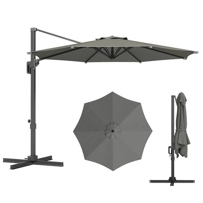 10' Offset Patio Umbrella, Aluminum Pole, 360° Rotation, Grey Offset Cantilever Umbrellas at Gallery Canada