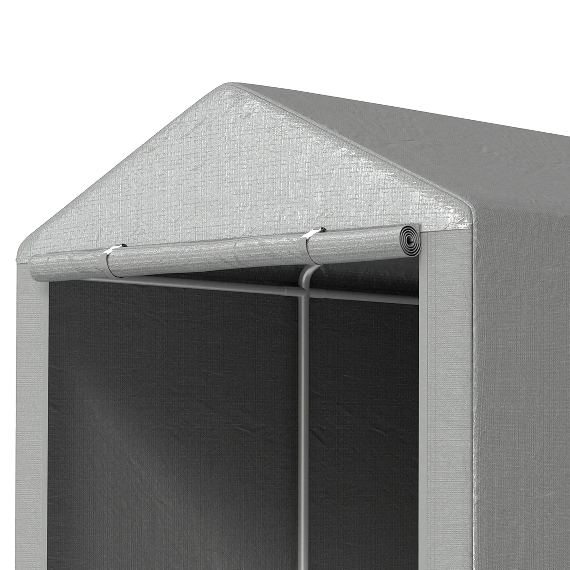Portable Bicycle Shed, Galvanized Steel Frame, Large Door, Waterproof, Light Grey Sheds at Gallery Canada