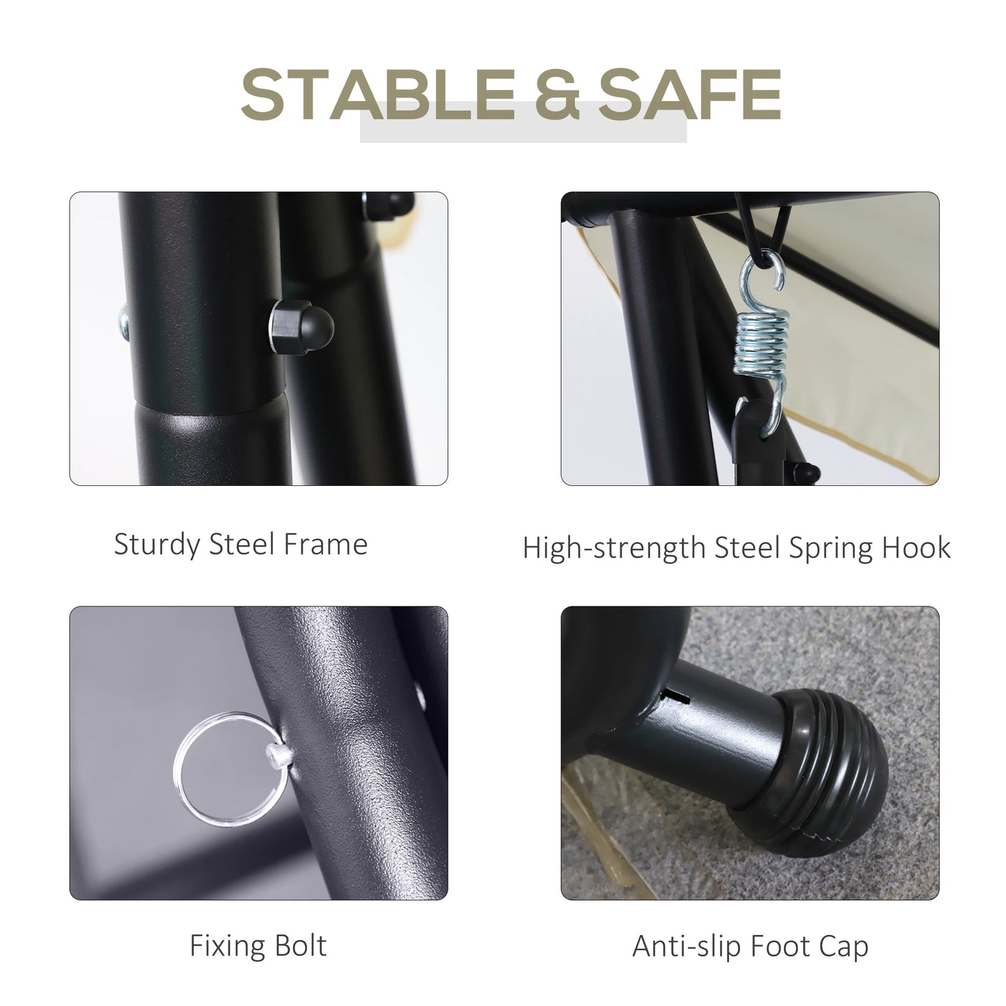 3 Seater Patio Swing Chair, Convertible Cushioned Bed, Outdoor Porch with Canopy Patio Swings with Stand at Gallery Canada