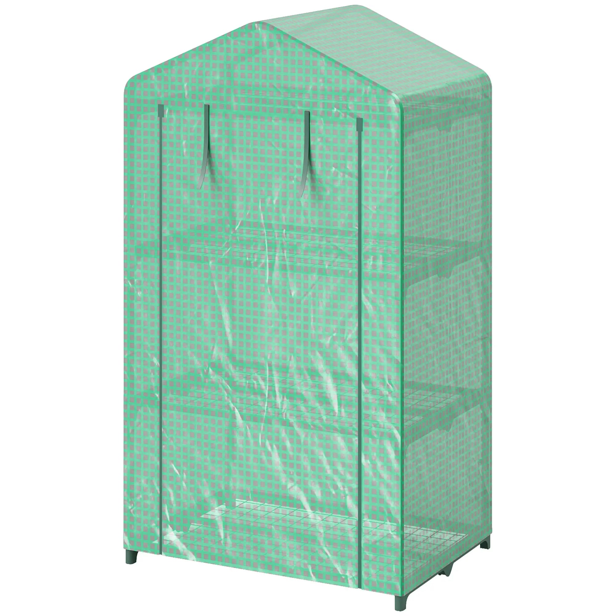 3 Tier Mini Greenhouse, Portable Flower Stand, Steel Frame, Green Greenhouses Green, Dark Green at Gallery Canada