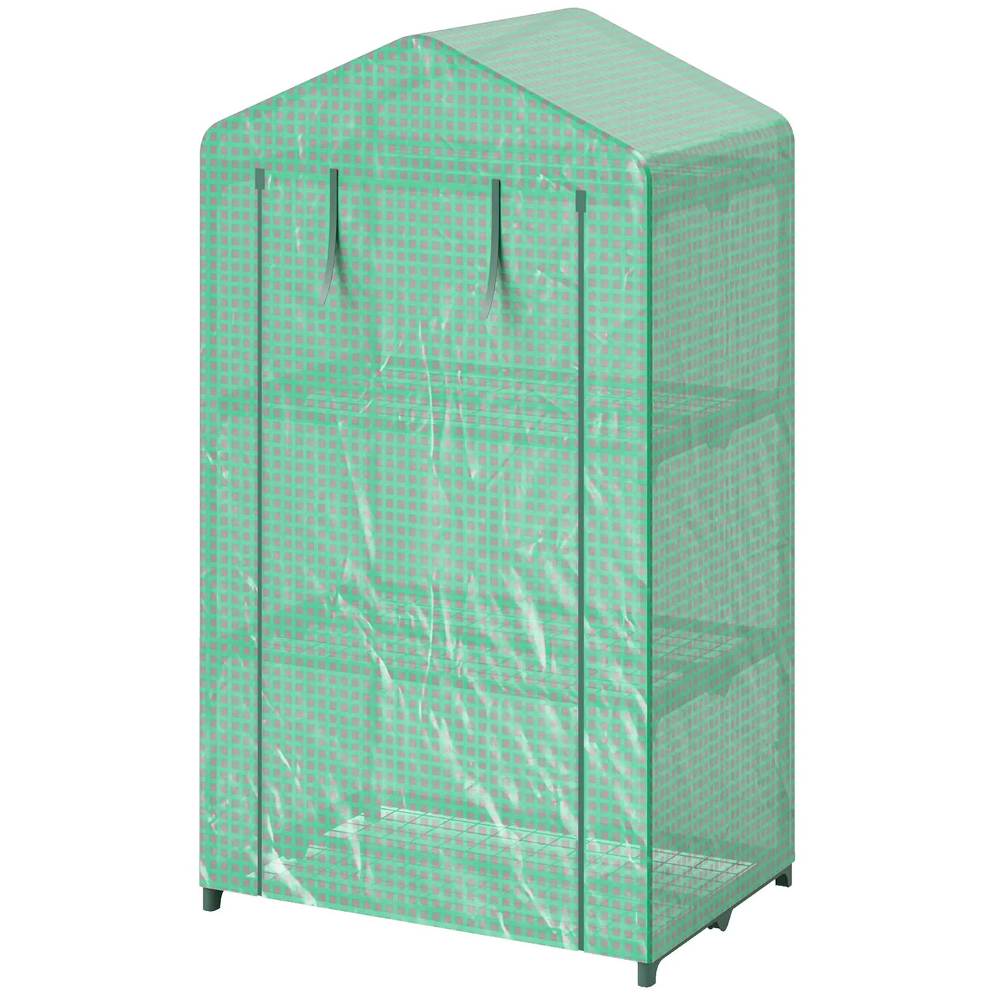 3 Tier Mini Greenhouse, Portable Flower Stand, Steel Frame, Green Greenhouses Green, Dark Green at Gallery Canada