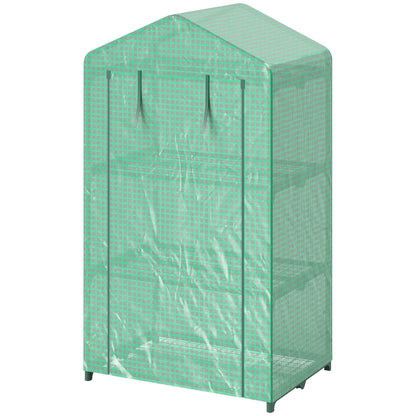 3 Tier Mini Greenhouse, Portable Flower Stand, Steel Frame, Green Greenhouses Green, Dark Green at Gallery Canada