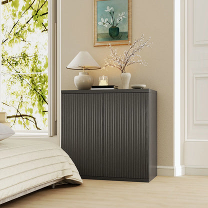 Sideboard Buffet Cabinet Set Of 2, Kitchen Cabinet, Distressed Black Grey Bar Cabinets at Gallery Canada