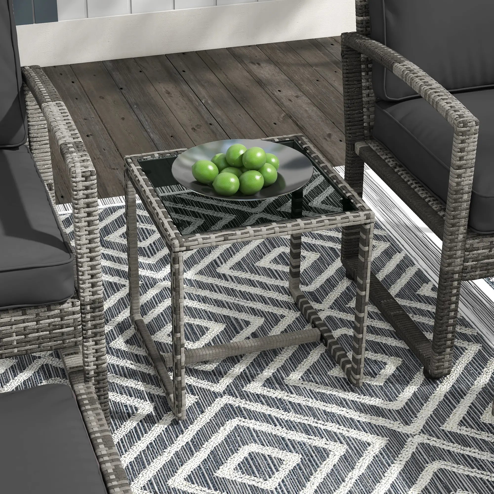 5-Piece Patio Furniture Set, Armchair, Stool, Table, Cushions, Outdoor Wicker Sofa Patio Furniture Sets at Gallery Canada