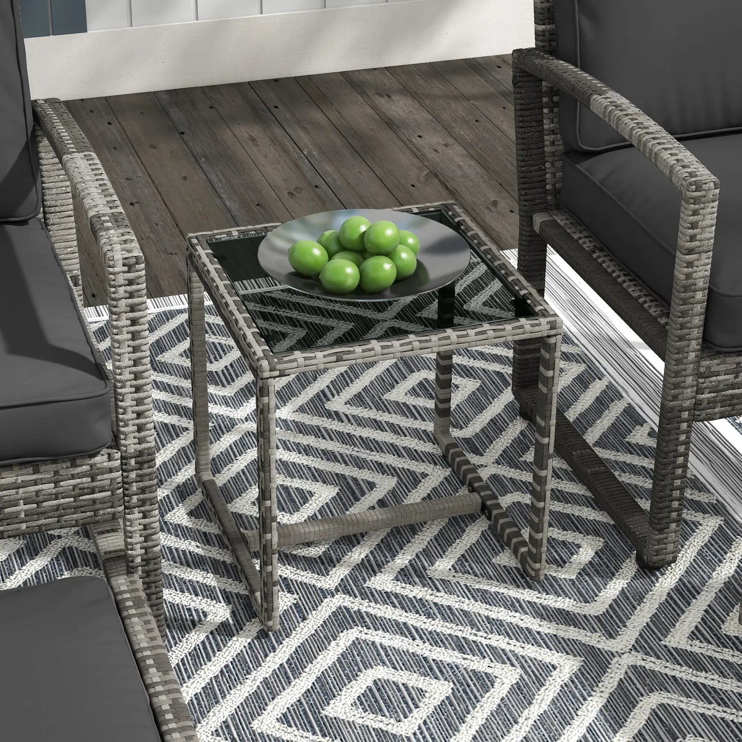 5-Piece Patio Furniture Set, Armchair, Stool, Table, Cushions, Outdoor Wicker Sofa Patio Furniture Sets at Gallery Canada