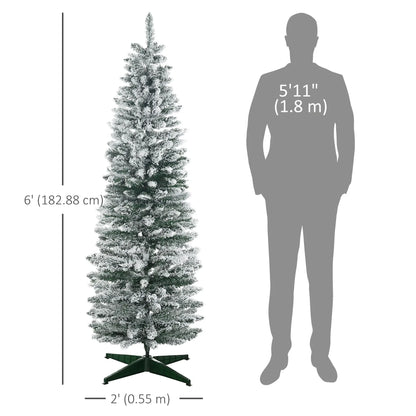 6ft Pencil Artificial Christmas Tree, Snow Flocked Branches, Green Artificial Christmas Trees at Gallery Canada