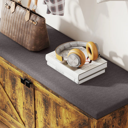 Shoe Storage Bench with Padded Seat, 8 Pairs, Rustic Brown, Brown Shoe Storage Cabinets & Racks at Gallery Canada