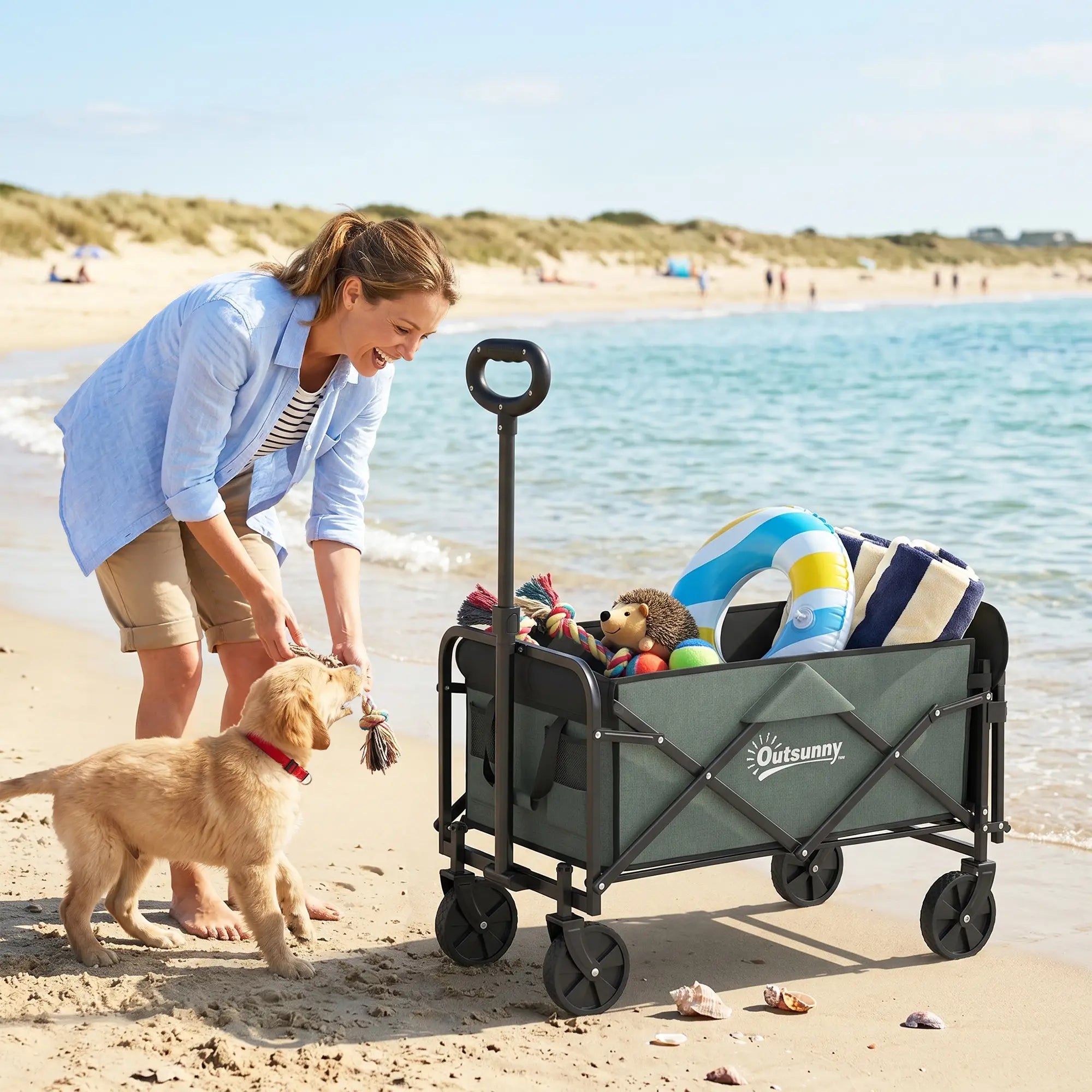 Foldable Collapsible Wagon Cart, 72L & 198 LBS Capacity, Green Folding Garden Carts at Gallery Canada