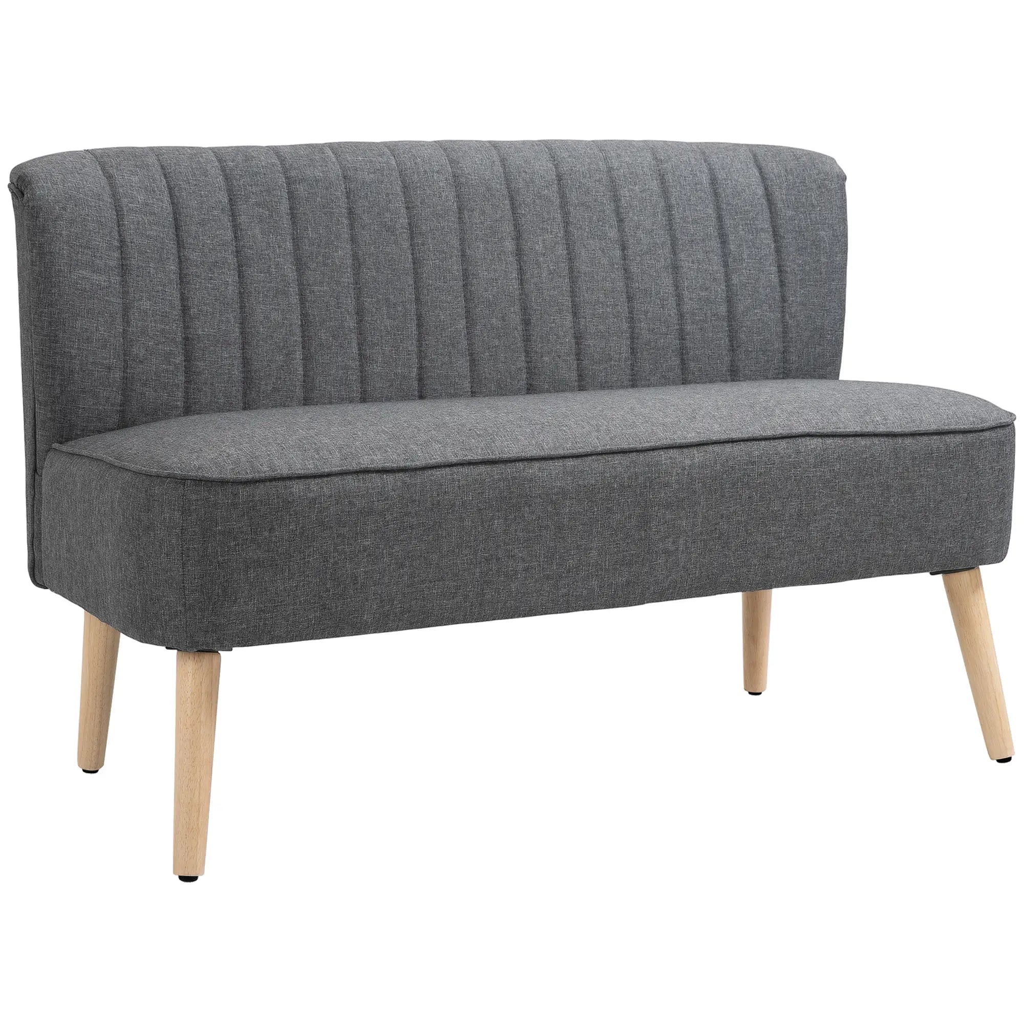 Modern 2 Seater Sofa, Upholstered Couch with Rubber Wood Legs, Grey 2-Seater Sofas at Gallery Canada