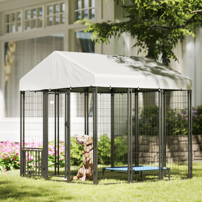 Outdoor Dog Kennel, Waterproof UV-Resistant Cover, Adjustable Bowls, 6 x 6 x 6 ft Houses, Kennels & Pens at Gallery Canada