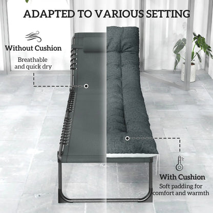 Folding Chaise Lounge Chair Set Of 2, With Cushion And Side Pocket, Grey Lounger Chairs at Gallery Canada