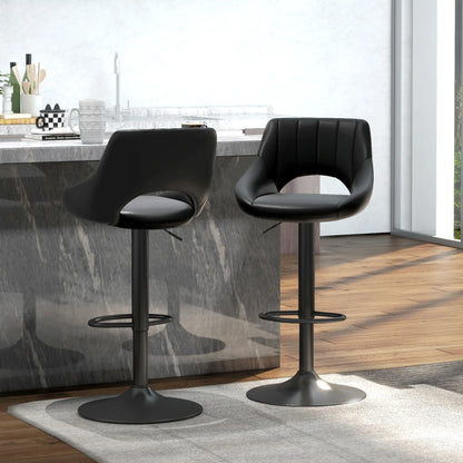 Swivel Bar Stools Set of 2, Faux Leather Upholstered Counter Height Barstools with Round Metal Base Bar Stools at Gallery Canada