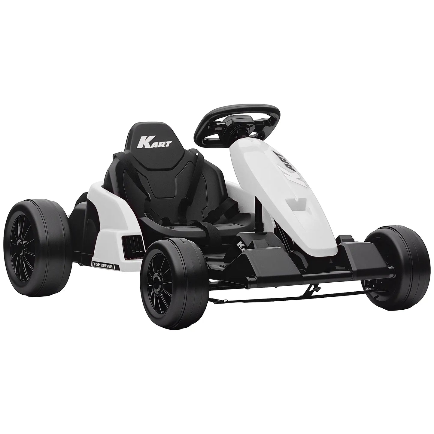 24V Electric Go Kart, Dual 150W Motors, Adjustable Seat, 11.2MPH, White Electric Ride-On Toys at Gallery Canada