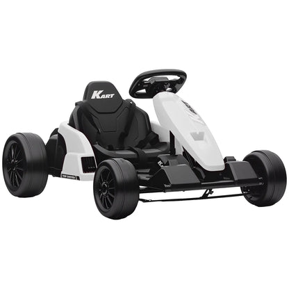 24V Electric Go Kart, Dual 150W Motors, Adjustable Seat, 11.2MPH, White Electric Ride-On Toys at Gallery Canada